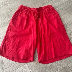 Woman Within Vibrant Red Athletic Shorts